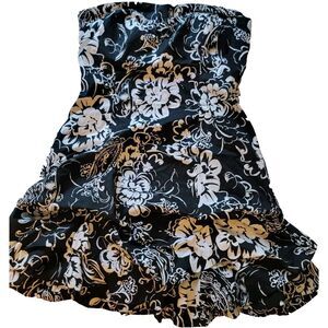 Speechless Womens Floral‎ Strapless Mini Dress Size 9 Black White Padded Bra Top
